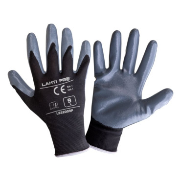 Manusa nitril cu poliester / gri-negru - 7