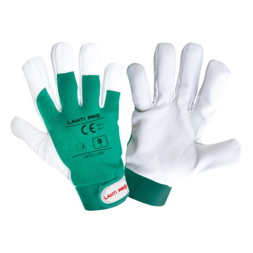 Manusa elastan cu palma piele ovina / verde-alb - 11