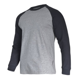 tricou bumbac cu maneca lunga / gri-negru - s